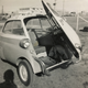 Goat heist mode in Mom’s Isetta. Photo via Wanda Schrader.